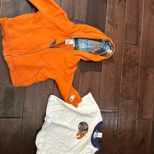 Orange Hoodie and White Graphic Tee Set